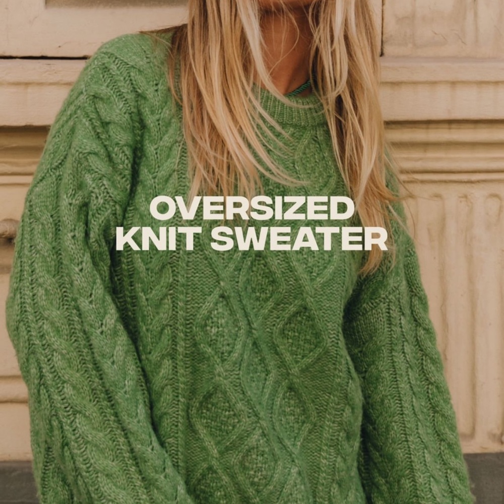 Daily Drills Green Oversized Knit Sweater